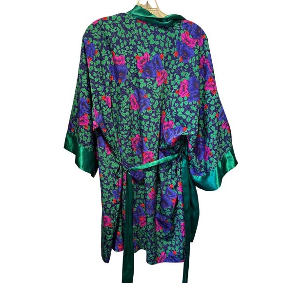 VTG Victoria’s Secret Gold Label Floral Satin Wrap Robe One Size - Picture 2 of 11